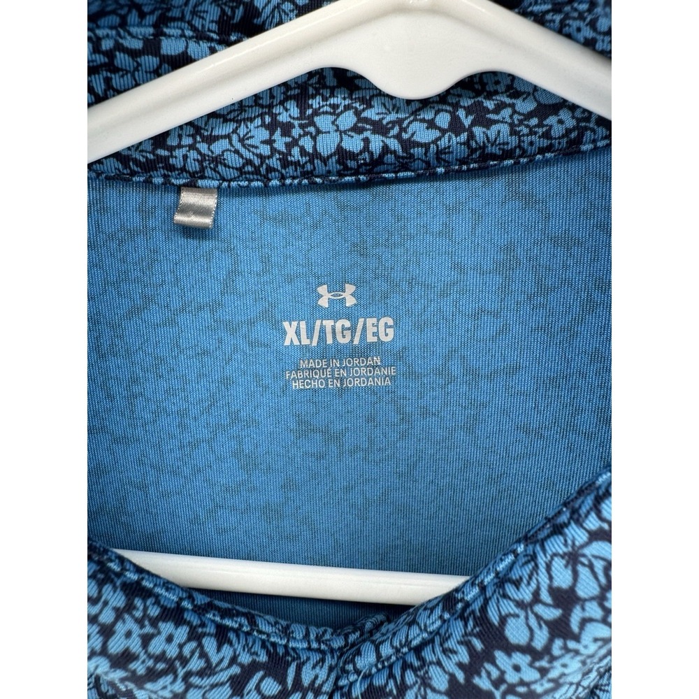 The Players UNDER ARMOUR Golf Polo Shirt TPC Sawgrass Floral Blue Men's XL - Picture 4 of 9